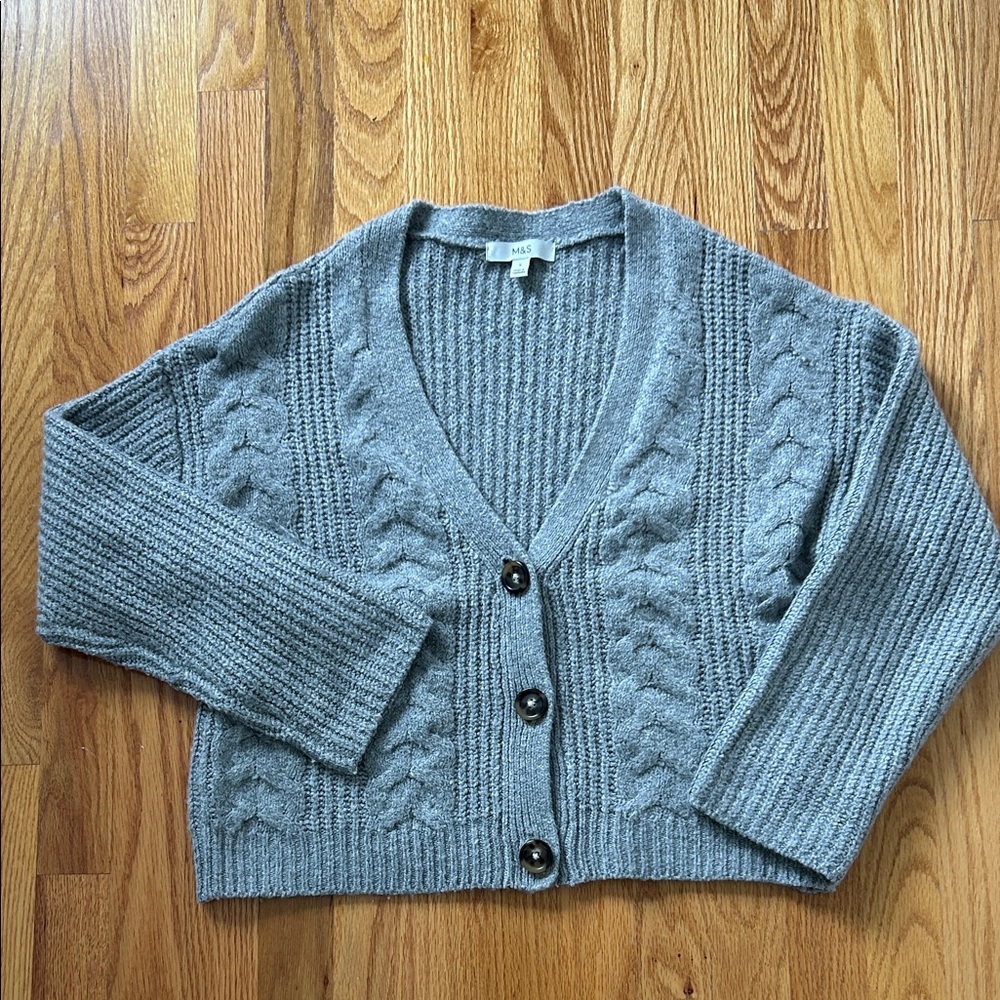 Marks & Spencer Gray Cable Knit Cardigan